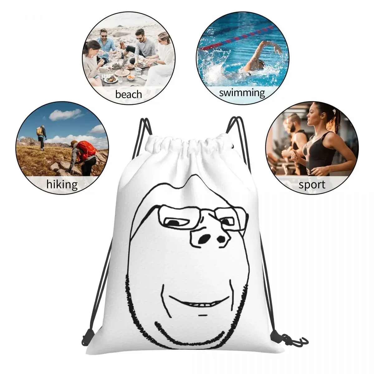 Sac à dos portable Smiling Wholesome Wojak Soyjak, sacs à bandoulière de proximité, sac de sport de poche, sac à livres pour l'école de voyage