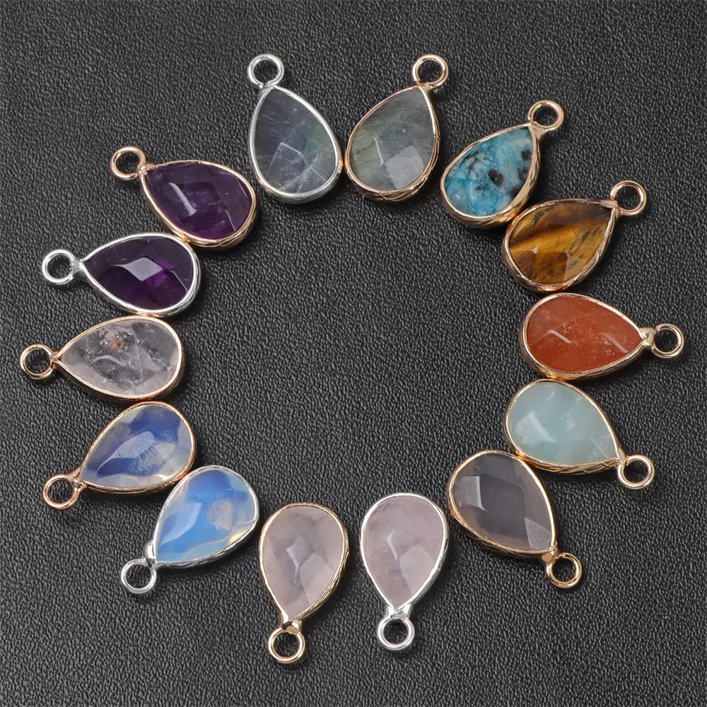 10x18mm naturalna kropla wody kamień wisiorek ametysty labradoryt Charms rzemiosło do tworzenia biżuterii naszyjnik kolczyki bransoletka 2 sztuk