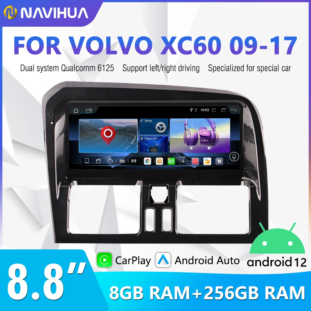 New 8.8 Inch Android Information Screen For Volvo XC60 2009 2017 Multimedia Car Radio Auto Carplay Headunit Monitor Navigation