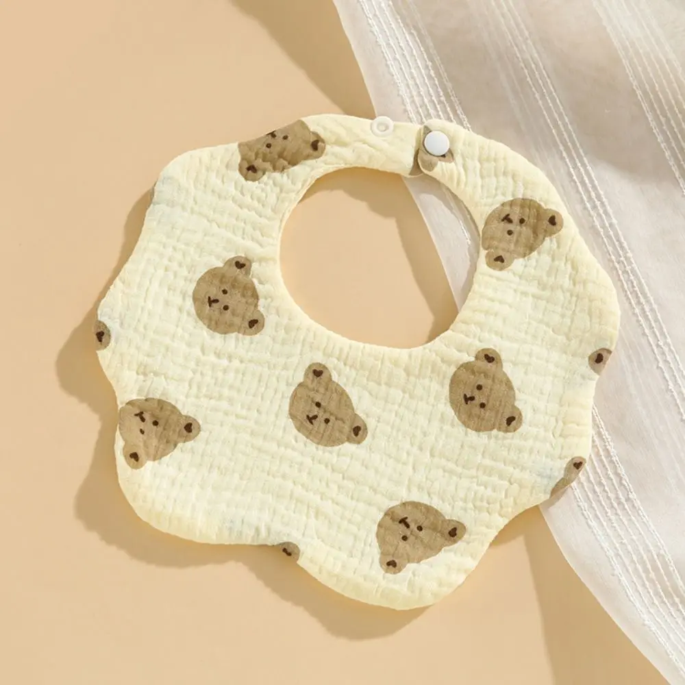 Cartoon Burp Cloths Baby Bib Printing Cotton Baby Saliva Towel Snap Button Ruffle Feeding Apron Newborn