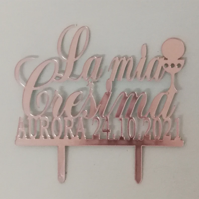 Custom Name Date La Mia Cresima+Your Name Date Cake Topper YC314 image 5