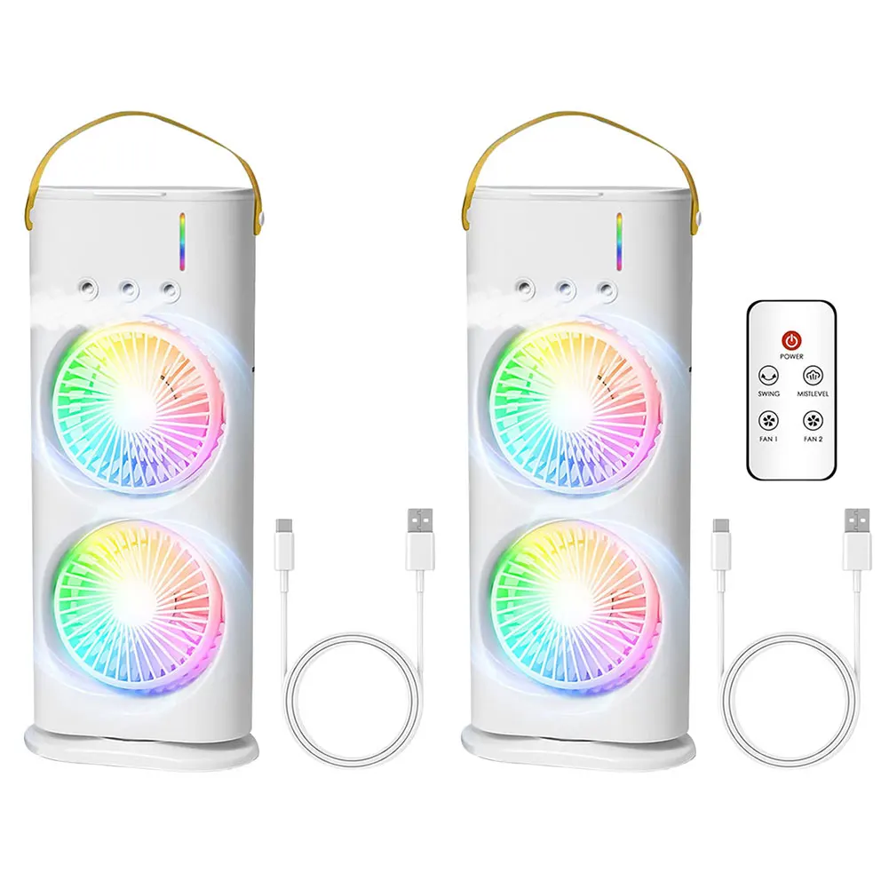 

3-скоростной испарительный воздухоохладитель, светодиодные ночные огни, увлажнитель, вентилятор для комнаты, спальни, офисного стола