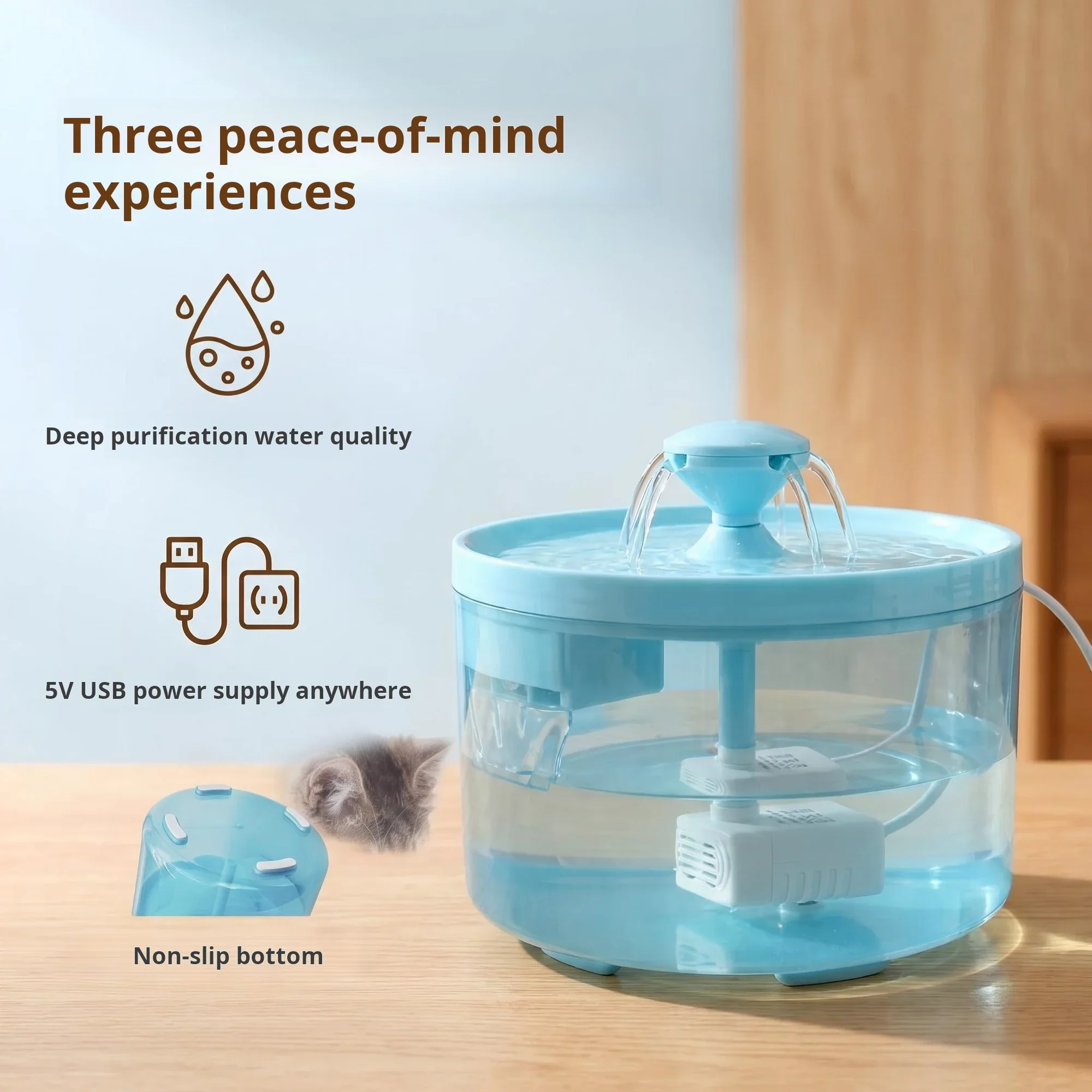 Pet Water Fountain Auto Filter USB Electric Cat Drinker Bowl 1800mL Recirculate Filtring Cat Water Dispenser