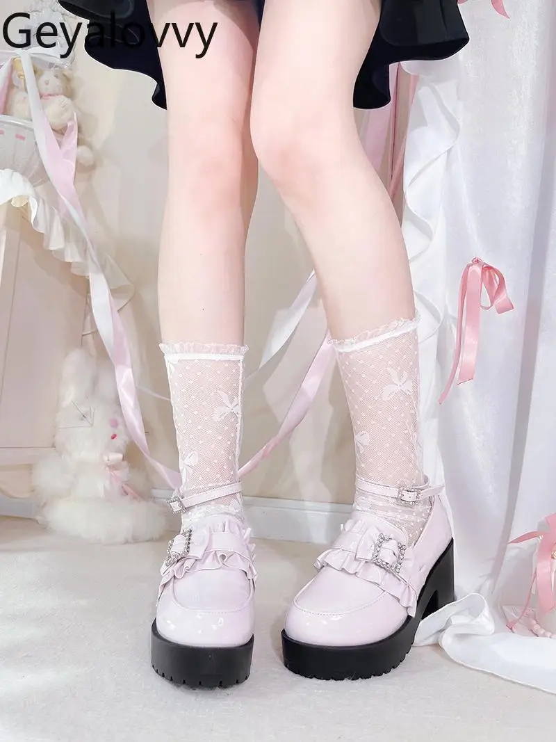 حذاء بكعب عالي أصلي حذاء بدون كعب على الطراز الياباني حذاء ماري جين بفم ضحل منتج كبير للنساء جديد لربيع وخريف 2025 #2