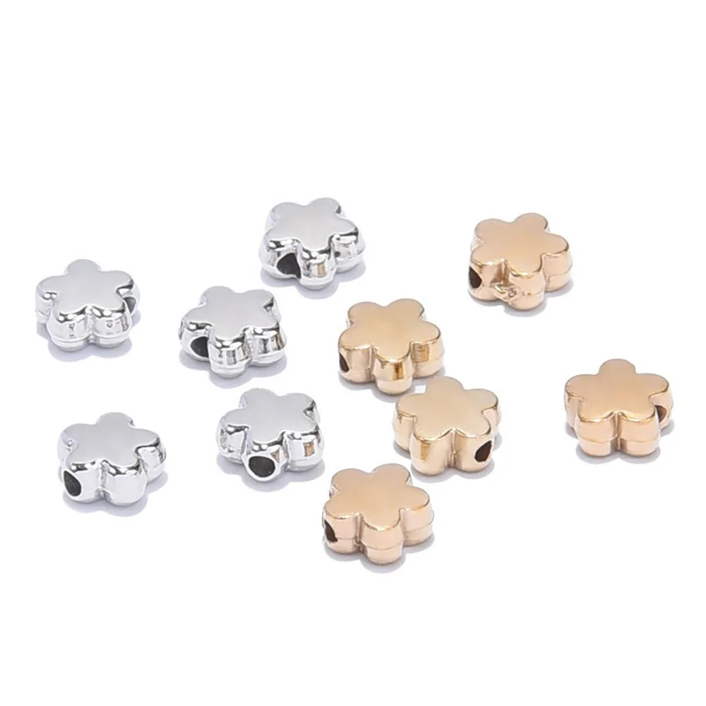 200Pcs 6x3mm Gold Silver Color CCB Flower Bead With Hole Charm Loose Spacer Beads For DIY Jewelry Making Accessories