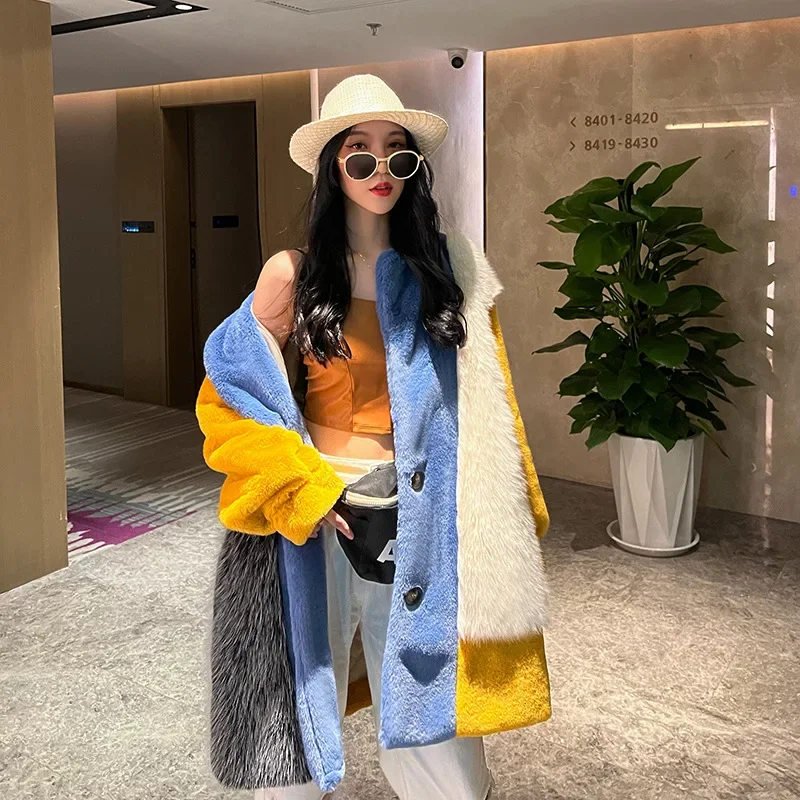 Осень-зима 2024, женские длинные пальто из искусственного меха Y2k, уличная одежда, пальто с отложным воротником, толстая теплая куртка, рабочая верхняя одежда