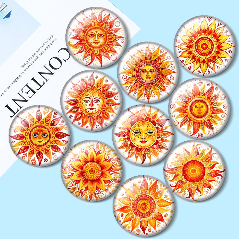 Стеклянные кабошоны Mandala Sun 12/18/20/25 мм для браслетов, подвесок, колец, демонстрационных серег, фурнитура для изготовления украшений