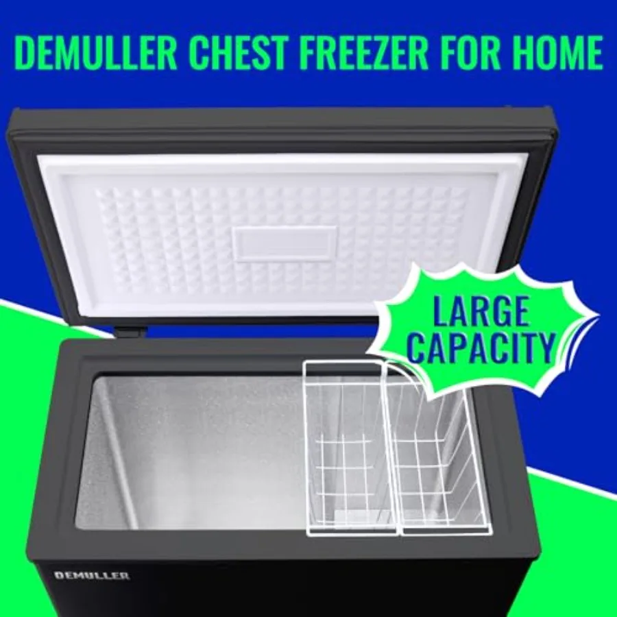 Chest Freezer with Electronic Panel Accurate Temperature Display to 1 5.0 Cu.ft Deep Freezing Machine with 2 Removable Baskets