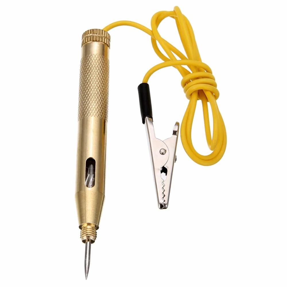 Brass Body Test Light Metal Probe Anti-Slip Voltage Tester 6V / 12V / 24V Clear View Window Test Pen Electrical Fault Checking
