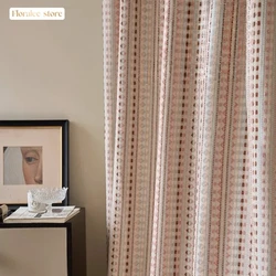 1PC 2024 New Light Luxury Retro Blue Stripe Girl's Bedroom Bay Window Curtains for Living Room Cloth Curtain Dopamine Drapes