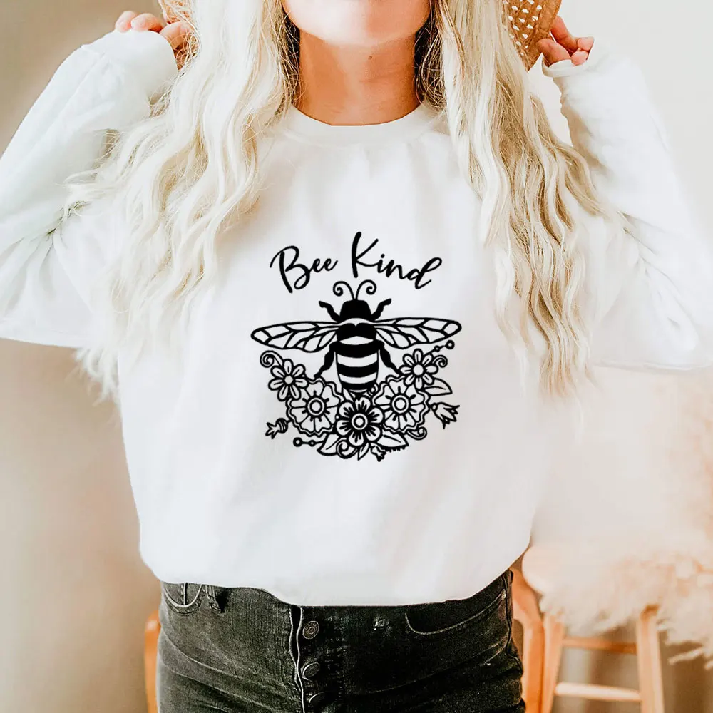 

Bee Kind New Arrival Bees Sweatshirt 100%Cotton Women's Sweatshirt Unsiex Spring Casual Long Sleeve Top Kindness Sweatshirt