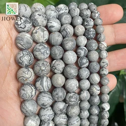 Matte Frost Map Jaspers Loose Round Beads For Jewelry Making Natural Stone Diy Bracelet Accessories 15
