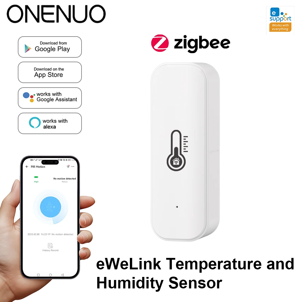 

ZigBee Thermometer Hygrometer Controller Temperature Humidity Sensor Ewelink APP Control For Alexa Google with White