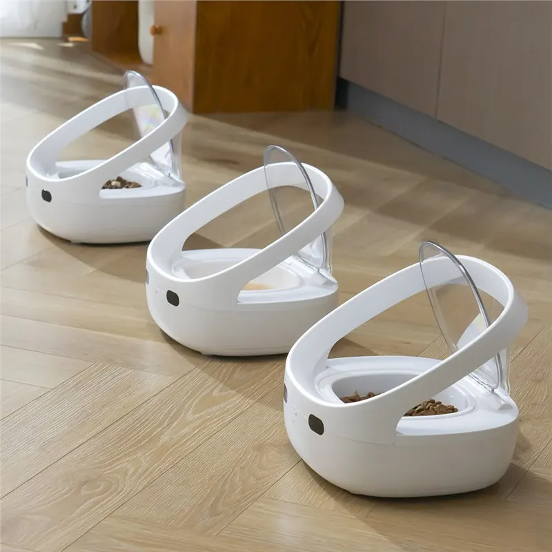 

Smart App-Controlled Pet Feeder Stylish Plastic Bowls Automatic Sensor Recognition Portable Anti-Snatch Dog Food Charge Power