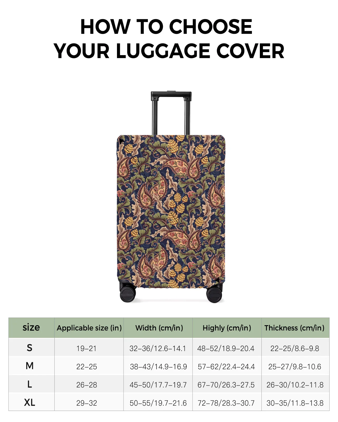 Paisley Pattern Plant Leaves Travel Luggage Cover Elastic Baggage Cover Suitcase Case Dust Cover Travel Accessories