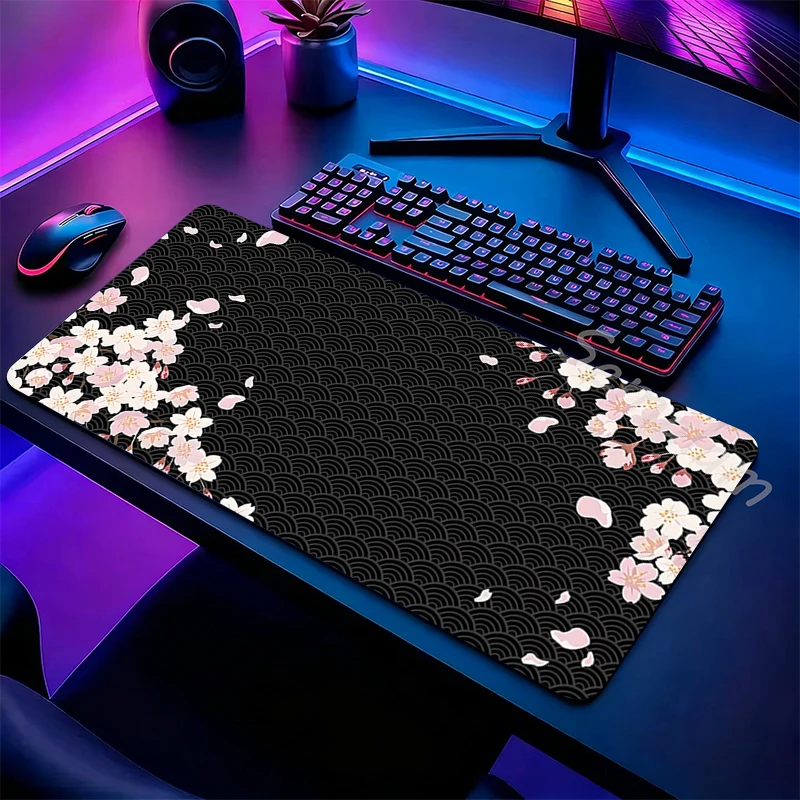 

Cute Cherry Blossom Sakura Mouse Pad Anti-Slip Rubber Base Locked Edge Lovely Desk Mat for Girls Gaming Office Laptop Desktop