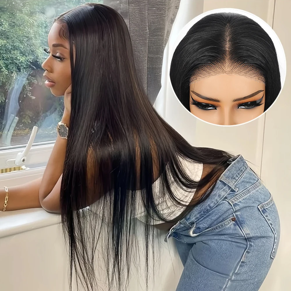 

Wear Go Glueless Wig Brazilian Straight 6x4 Lace Closure Glueless Wig Human Hair Ready To Wear Pre Cut PrePlucked Human Hair Wig