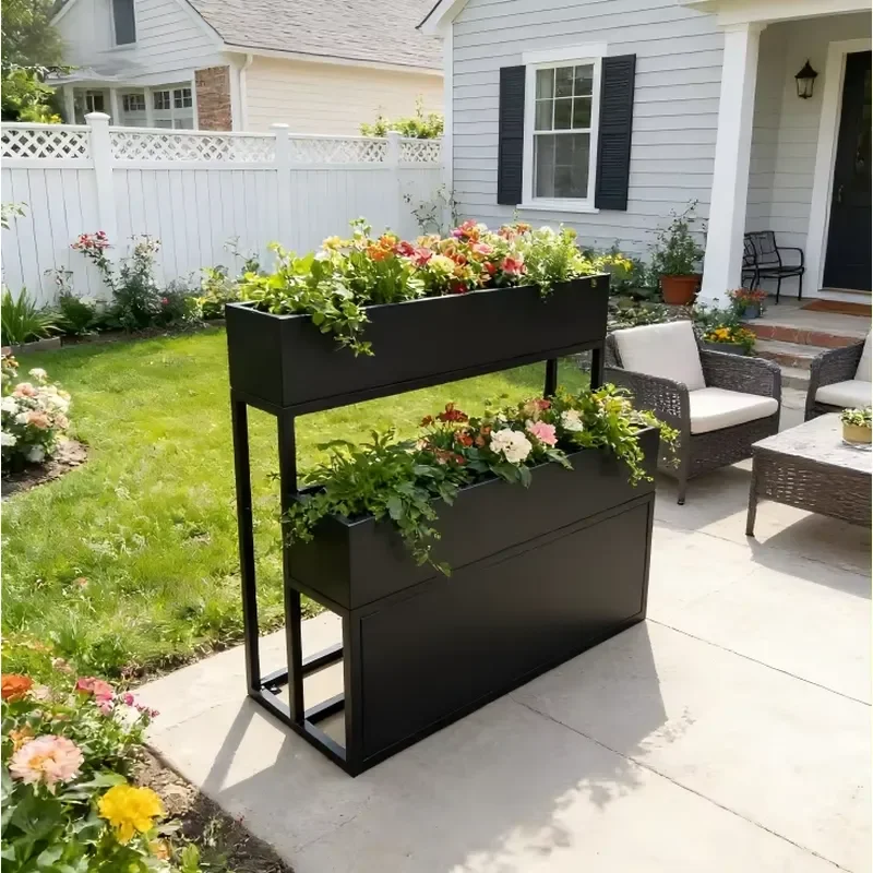 Modern Large Heavy Metal Planter Box Weatherproof Steel Flower Pot for Commercial Outdoor Garden Landscape Decor