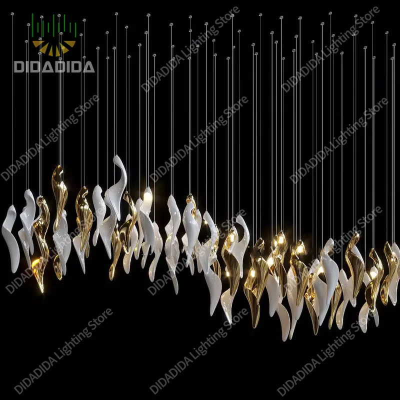 

Luxury American Gold Spiral Lustre Chandelier, Dimmable Custom Hardware Pendant Lamp for Villa, High-End Decor for Ceilings