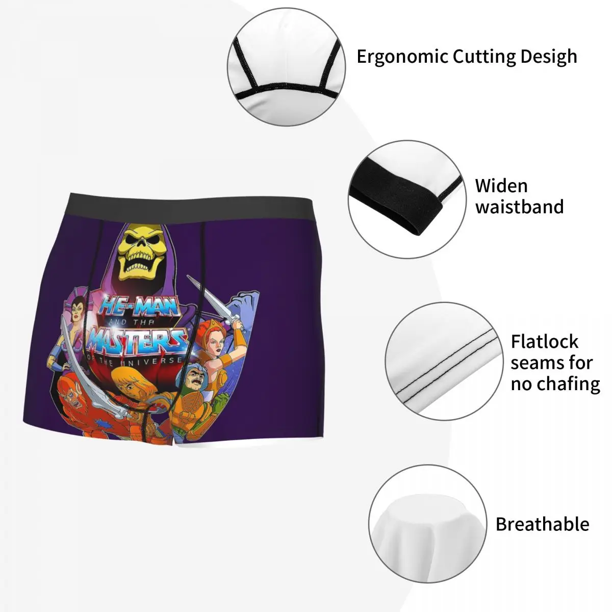 Novelty Boxer Shorts Panties Men He Man Underwear Masters Of Universe Skeletor Heman 80s Cartoon Soft Underpants for Homme S-XXL