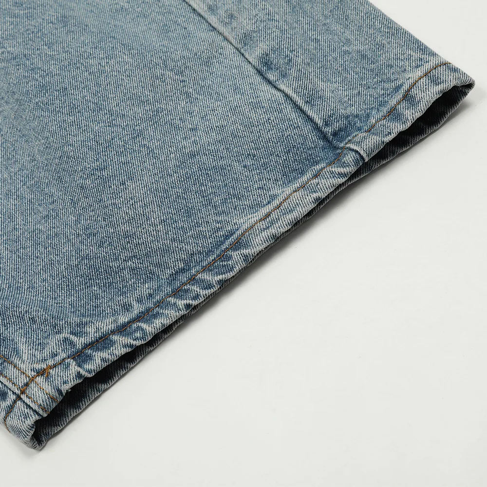 النمط الأمريكي موضة جديدة للرجال بلون أزرق غير رسمي عصري بسيط أساسي فضفاض واسع الساق سراويل جينز ذكر يوميا جان السراويل