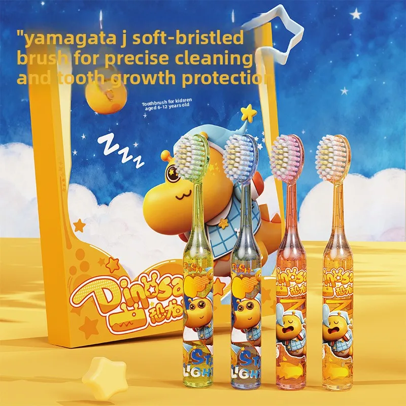 3-12-year-old children's dinosaur convex toothbrush anti slip cute soft fur teeth whitening  cleaning oral care gum protection