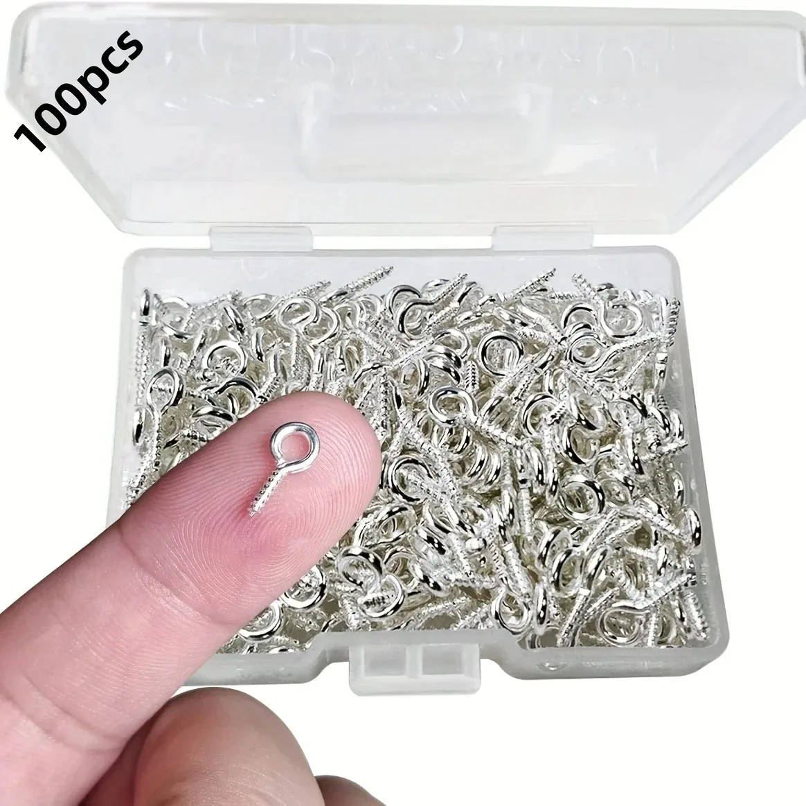 100 Stück Mini-Schraubösen 8 x 4 mm Haken Selbstschneidende Schrauben für Kunst & Handwerk Korkflaschen DIY Schmuckherstellung (Silberfarben)