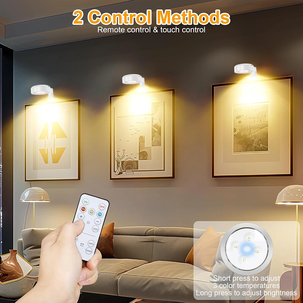 2/3 pces luzes de imagem para parede recarregável cartaz luzes regulável decoração da parede luz 3 modos de iluminação para pinturas de quadro de imagem