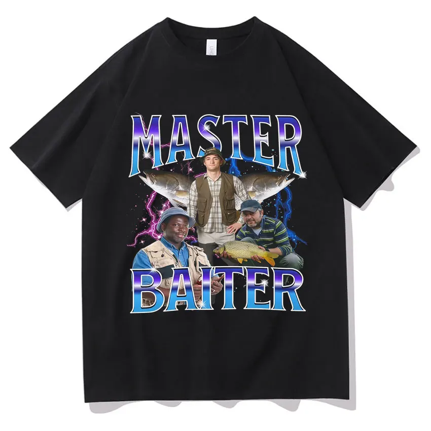 

Fun Fishing Enthusiast Graphic Print T-shirt, Fashionable Oversized, Comfortable 2025 Summer Pure Cotton 100% Printed T-shirt