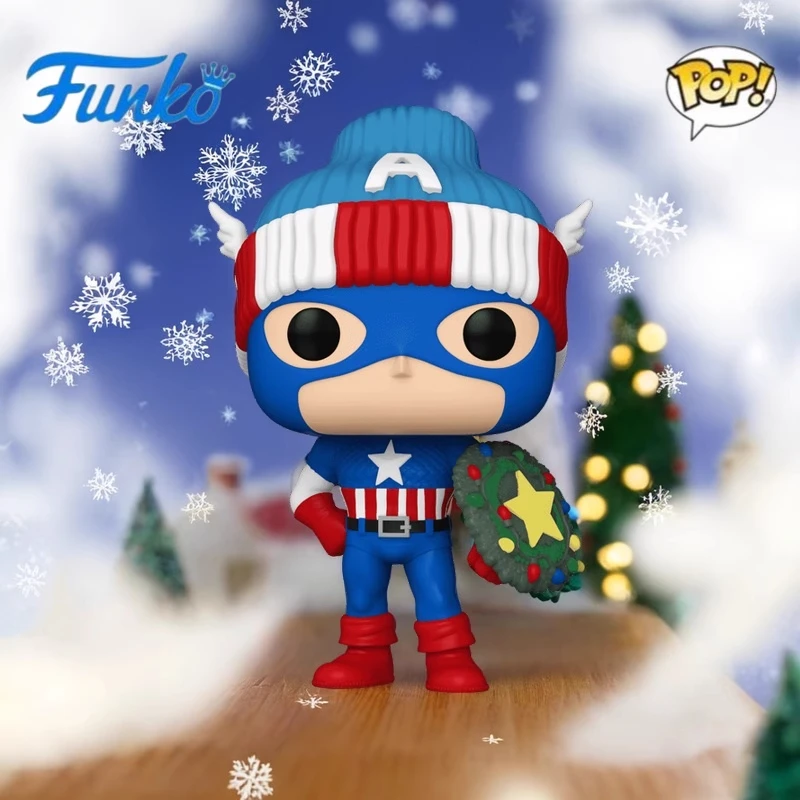 Echte Ausgabe FUNKO POP Marvel Urlaub Weihnachten Iron Man Anime Action Figure Ornament Modell Spielzeug Montage Sammeln Modell