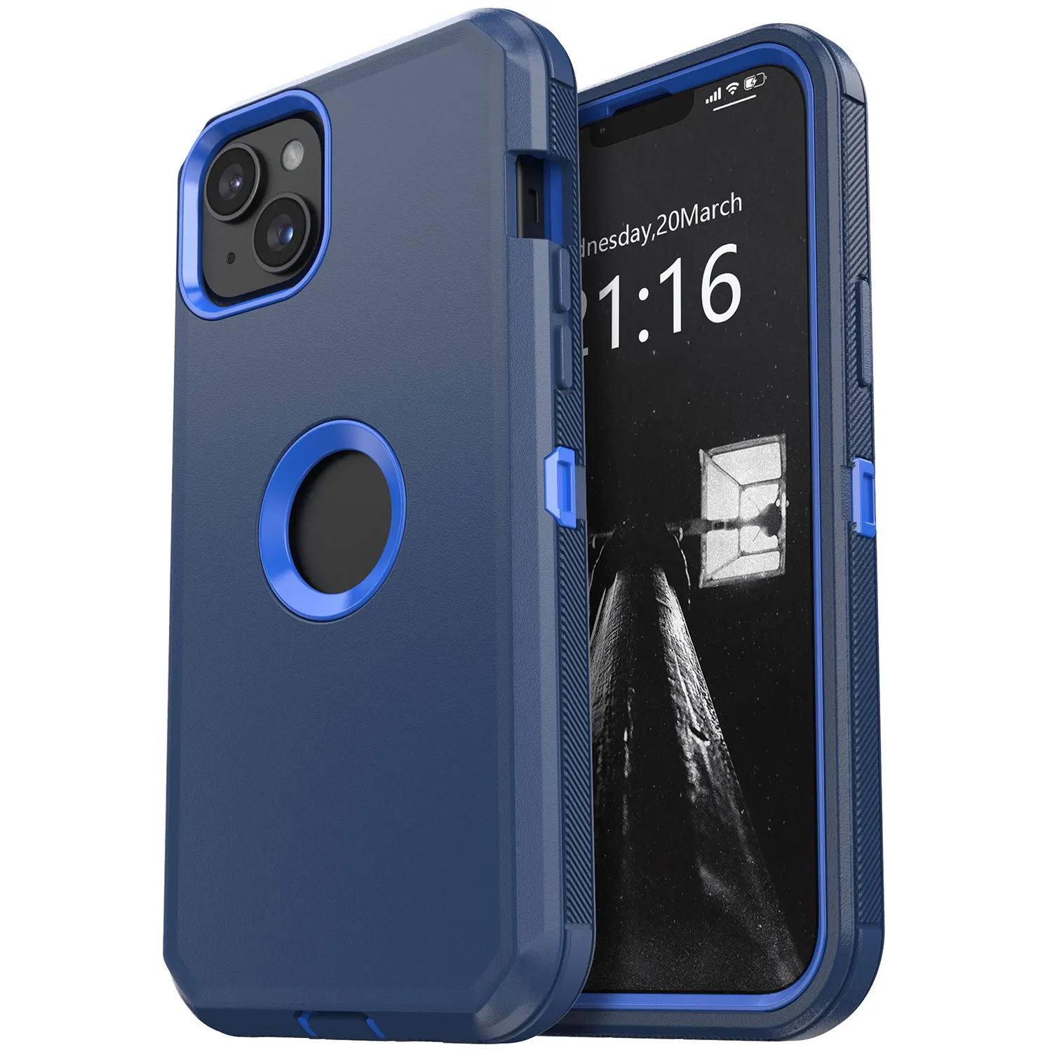 

Синий чехол для iPhone 13/13 Pro/13 Pro Max, сверхпрочный противоударный жесткий защитный прочный гибридный 3-в-1 слой чехол для телефона