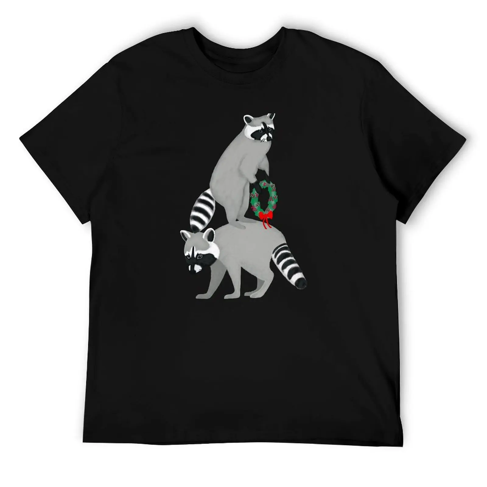 

Raccoons Deck The Door Before Christmas T-Shirt funny t shirts cotton black cotton t-shirt plain for man package T-Shirt