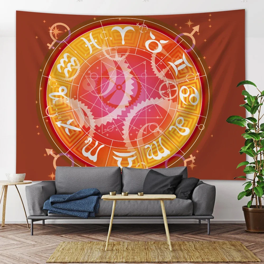 Mystic symbols psychedelic scene Viking mandala home decor art tapestry hippie boho tarot pretty room wall decor