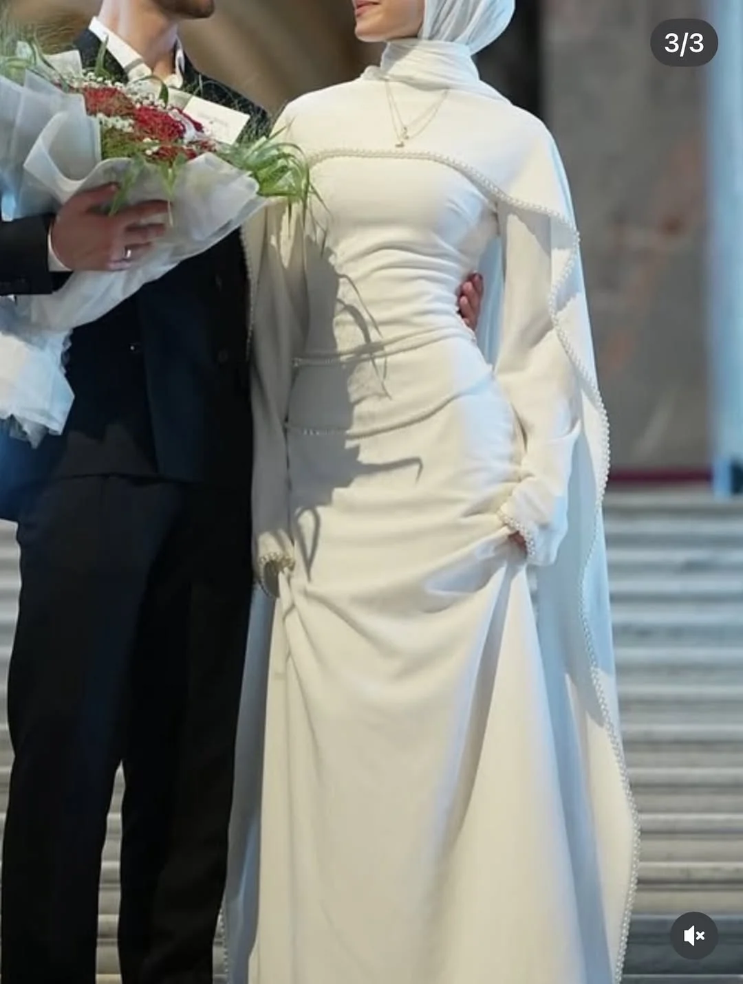 

Modest Muslim Wedding Dresses Customized Brides Ivory Mermaid Pearls Nikkah Caftan Bridal Gowns Long Vestido De Noiva