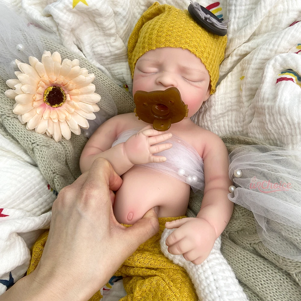 Boneca renascida de silicone de boca aberta macia completa acolhedora 44cm Modelo de arte do bebê artesanal Textura realista para design artístico