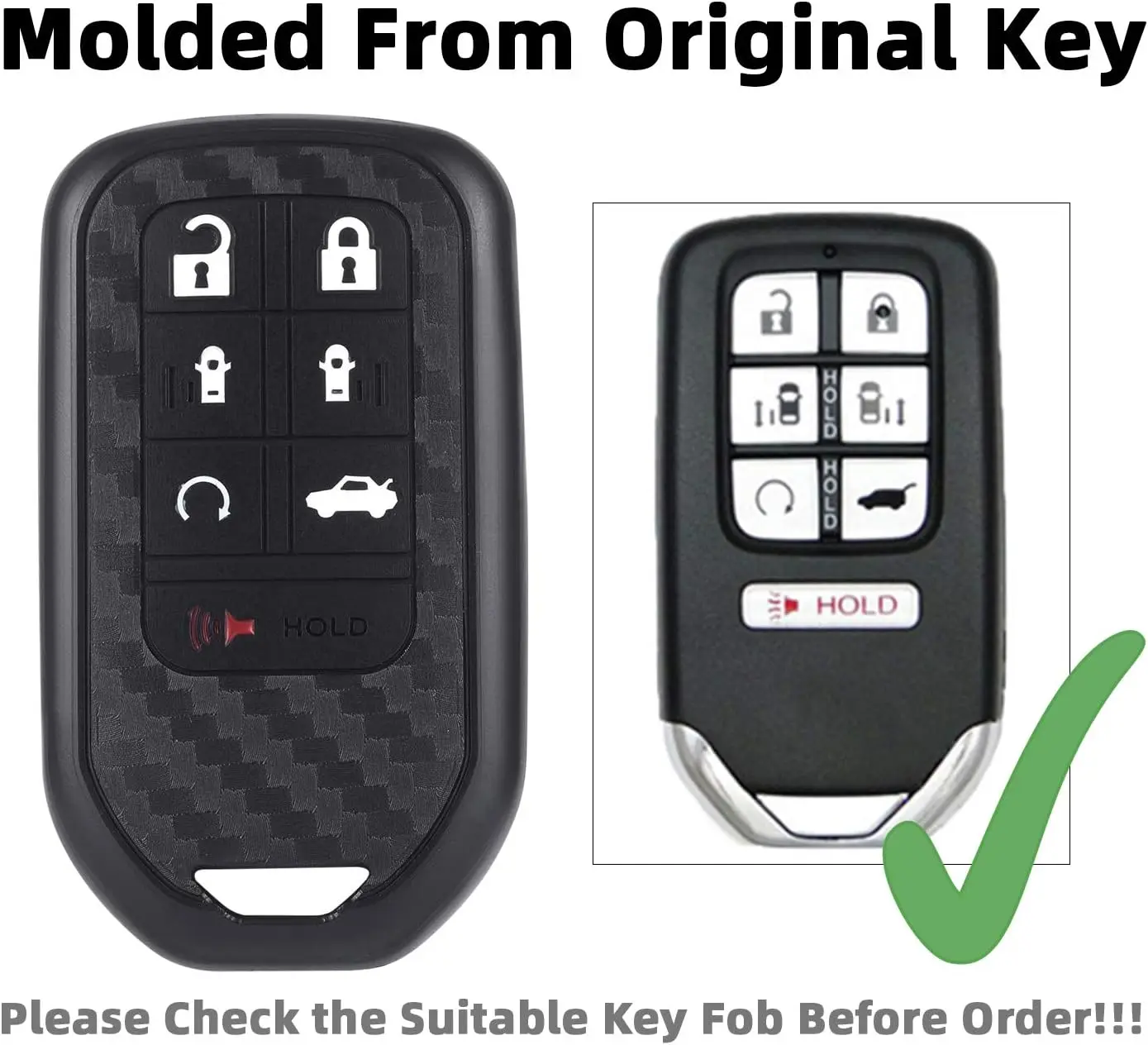 Für Honda Schlüssel anhänger Abdeckung-Kohle faser muster Auto Schlüssel anhänger Schutz für Honda Odyssey Elite Ex-L 2018 2019 2020 7 Knöpfe – Detail 4