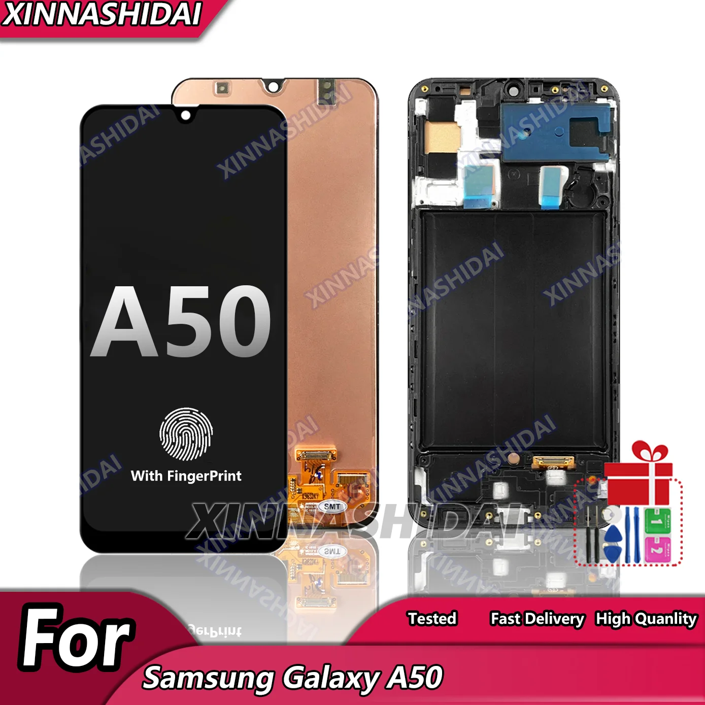 Совместимый с Samsung Galaxy A50, ЖК-дисплей с сенсорным экраном и дигитайзером, 6,4-дюймовый емкостный экран, высокое разреш...