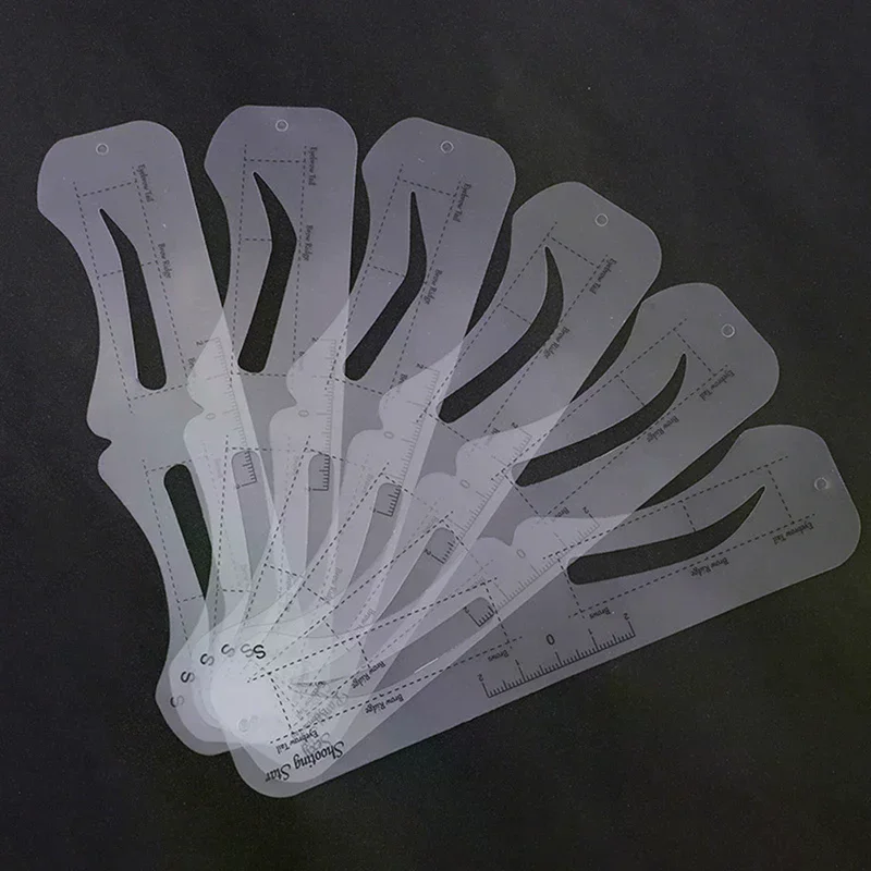 6 stili fissabili sopracciglio stencil modellatore per toelettatura adesivi riutilizzabili strumenti per trucco per timbro cosmetico per sopracciglia