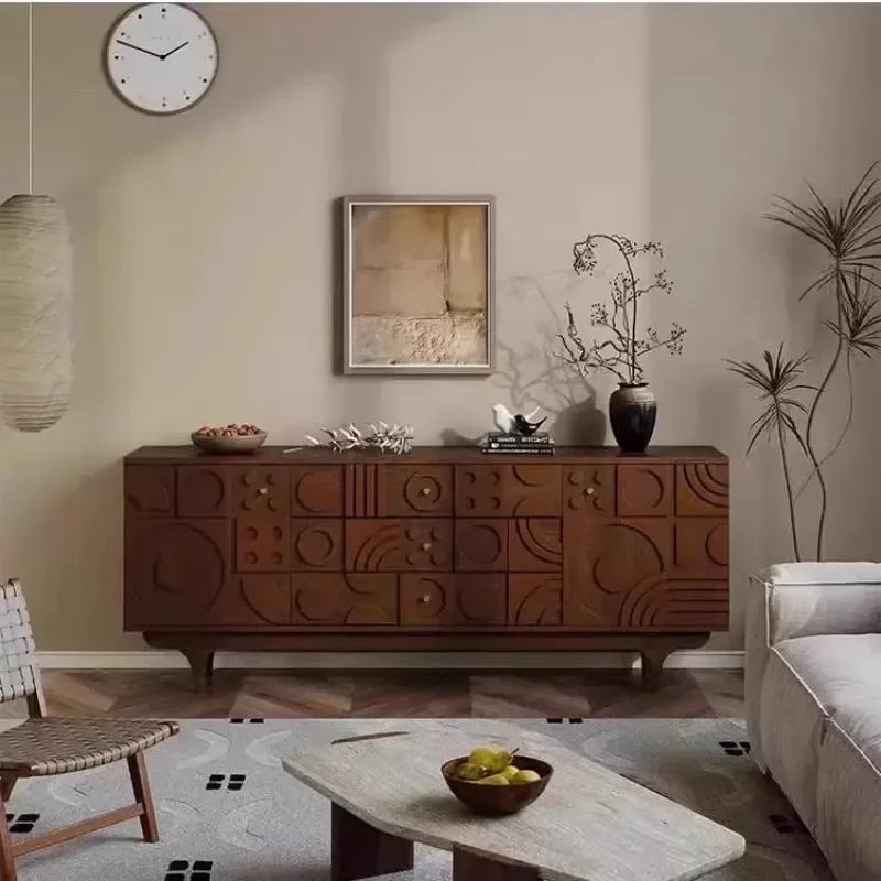 Gabinete de entrada de sala de estar con modelado geométrico tallado de módulo simple