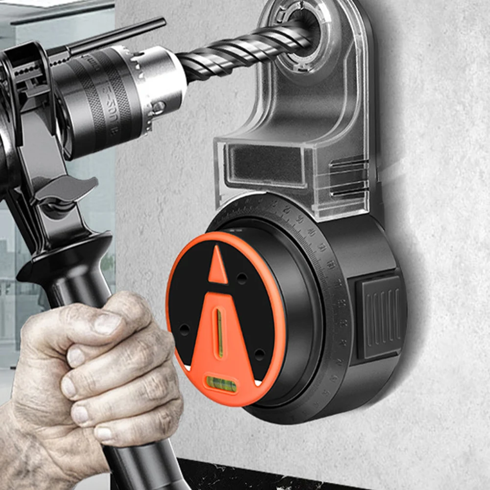 2 In 1 Wall Electric Suction Vacuum with 2 Horizontal Bubble 360° Level Drill Dust Collector for Electric Hammer & Drill