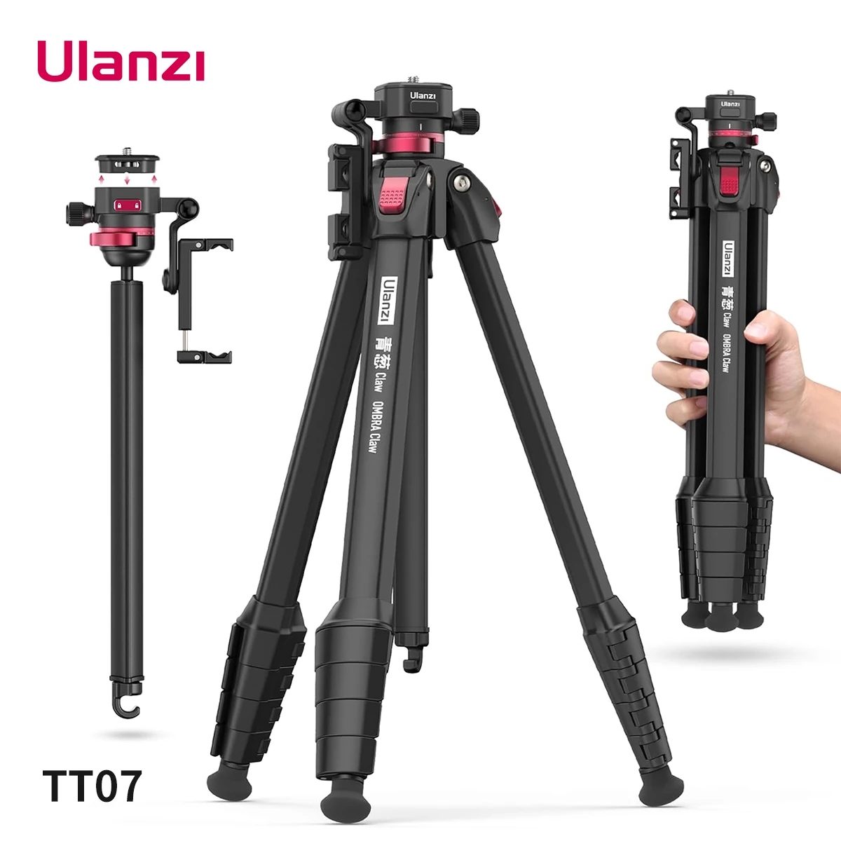 

Ulanzi TT07 OMBRA Claw Aluminum Alloy Tripod Quick Release Teleprompter Tripod Travel Tripod for DSLR Camera Smartphone