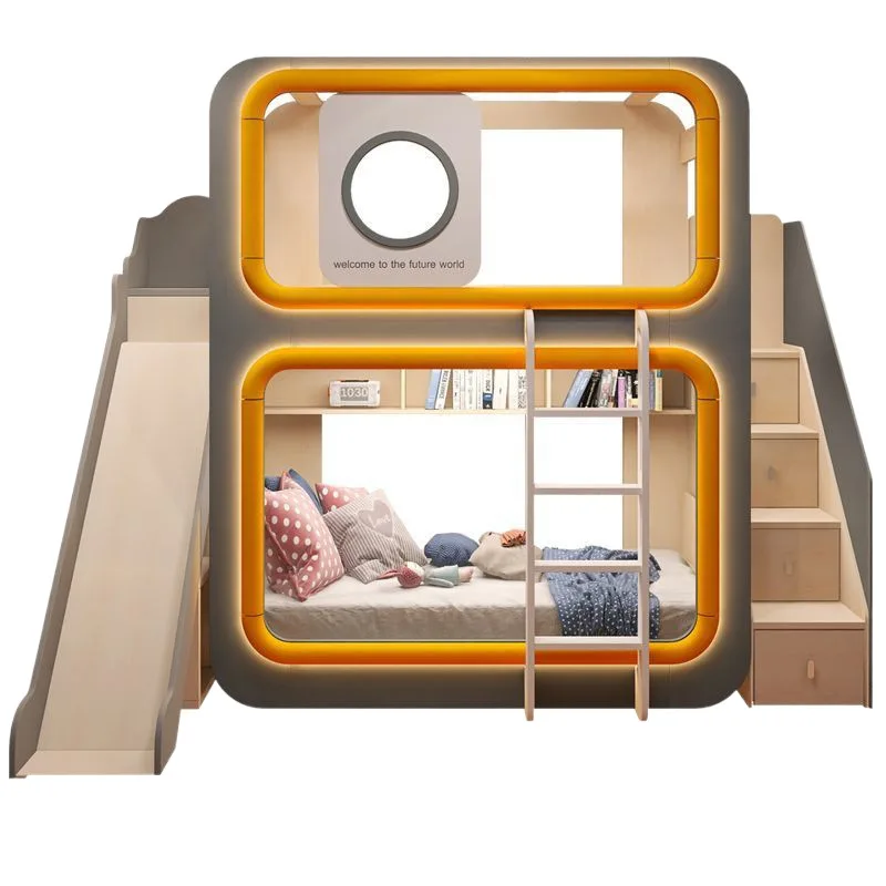 

Children High Low Mother Bed Bunk Bed Up and Down Same Width Castle Princess Bed Space Cabin