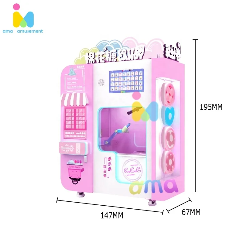 

Flower Marshmallow Floss Makers Robot Commercial Full Automatic Making Sugar Vending Cotton Candy Machine