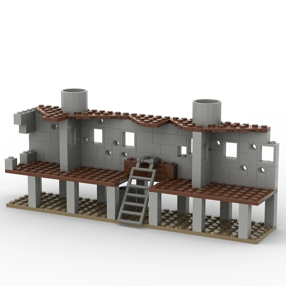 

Игровая сцена PUBG руины, модель строительных блоков военной архитектуры, совместимая с фигурками ww2