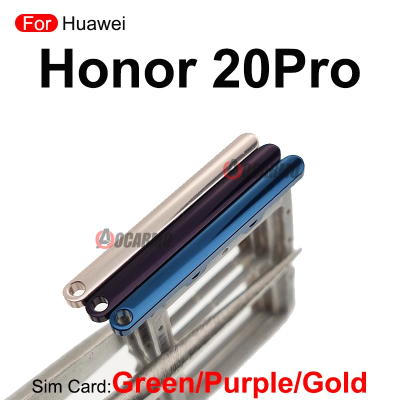 Blue Gold Purple Green Black SIM Card Tray Slot Holder For Huawei Honor 20 Pro 20Pro Replacement Parts