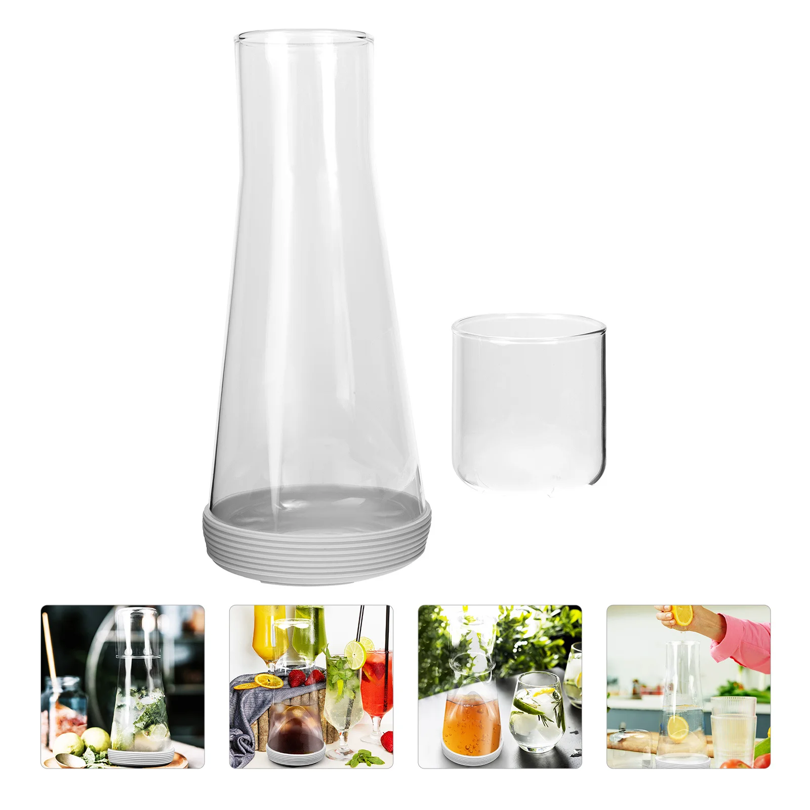 

1 комплект, стеклянный чайник, прозрачный элегантный графин для холодной воды для домашней вечеринки, настольный аксессуар для спальни, бытовой прикроватный графин