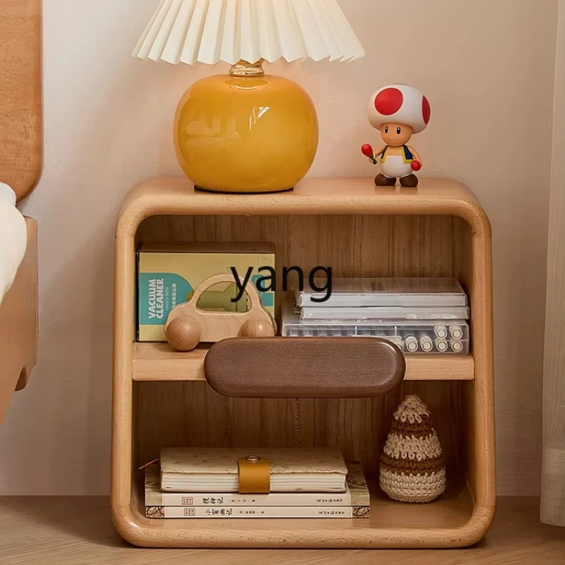LH Simple Modern Beech Solid Wood Bedside Storage Cabinet
