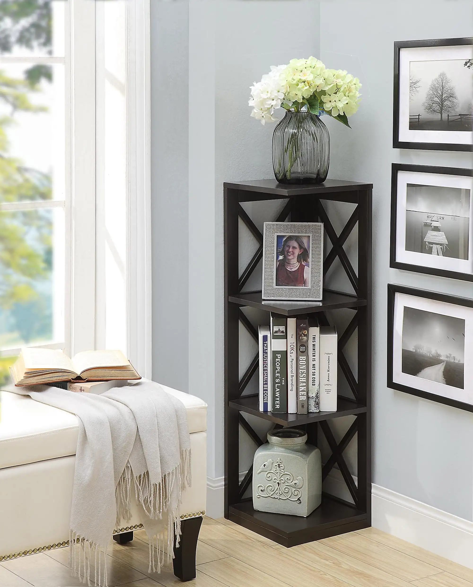 

Convenience Concepts Oxford 3 Tier Corner Bookcase, Espresso