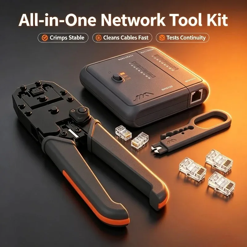 JIMIHOME Network Cable Plier Tool Multifunctional Cable Crimper Cutter Portable Network Repair Tool Wire Cutting Testers