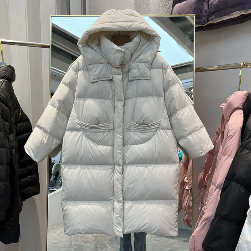 

Women Long Down Jacket New Casual Style 90% White Duck Down Jackets Autumn Winter Coats And Parkas Female Outwear